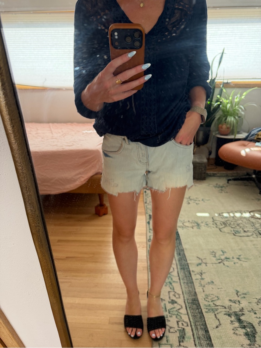 We the free Light Wash Denim Cutoff Shorts - Casual Summer Staple
